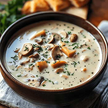 Burnt Garlic Mushroom Soup